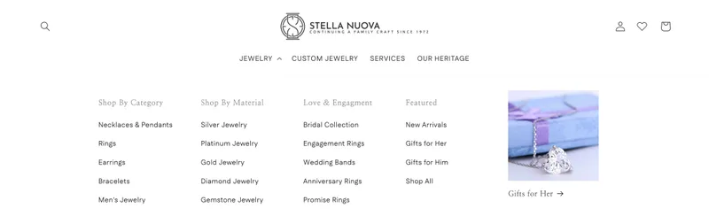 Mega menu navigation